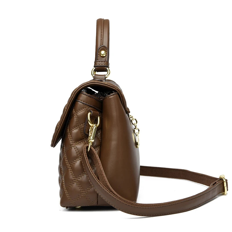 New Women's Soft Leather Shoulder Bags Multi-Layer Pockets Messenger Crossbody Bags Luxury Designer Female Handbags and Purses