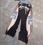European Style Casual Pants for Women 2026 Spring Summer New Large Pocket Letter Print Embroidery Patchwork Denim Trousers Trendy