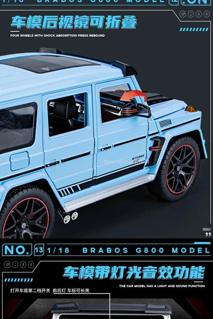 G800 Model Car 1:18 Alloy Diecast Metal Off-Road Vehicles Collection With Sound & Light Toy Cars Gift Series