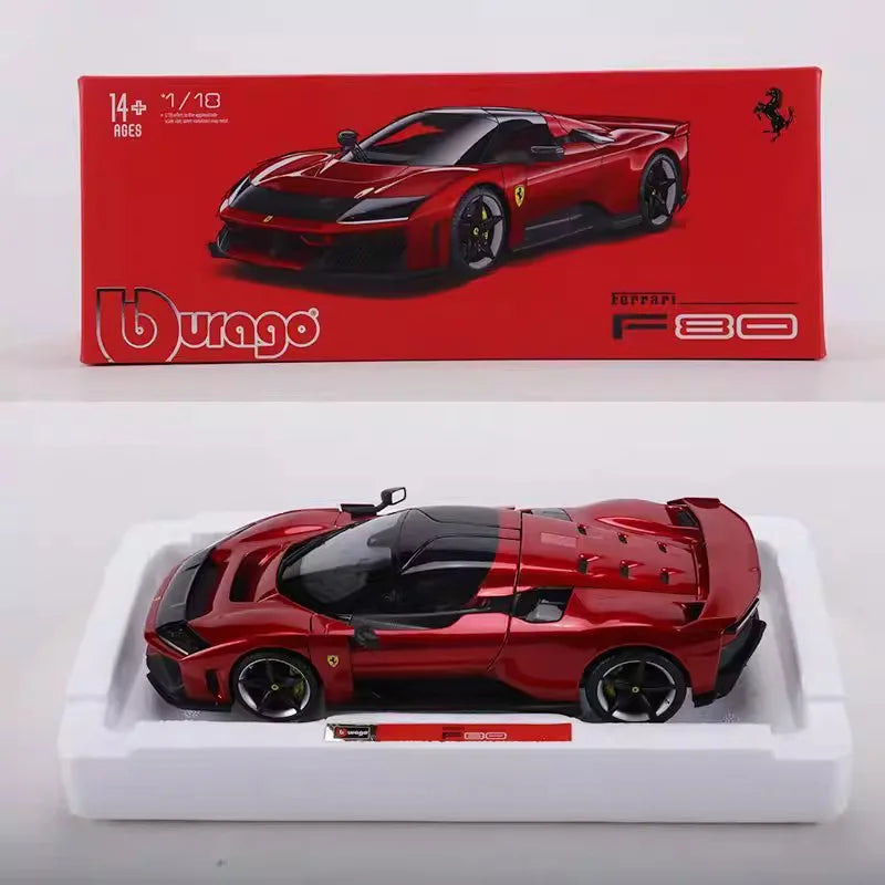 Bburago 1:18 Ferrari F80 Hardcover Full Open Model  Simulation Alloy Miniature Die-Casting Model Custom Gifts