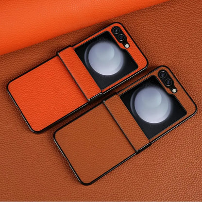Luxury Hand Crafted Genuine Leather Case For Samsung Galaxy Z flip5 Phone Cover Galaxy Z Flip 3 flip4  Back Shell Coque Capa