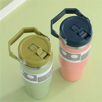 Vacuum Tumbler with Lid Stainless Steel Portable Water Bottle with Dazzling Handle Insulated Tumbler Tote Handle 20/30oZ
