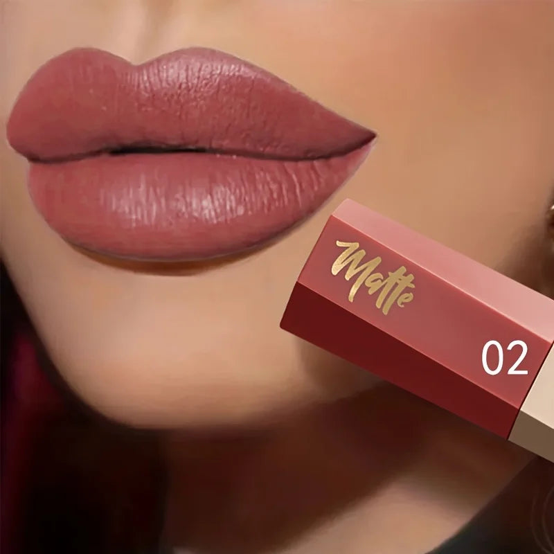 Matte Velvet Lip Tint, Nude Color Lip Glaze, Long Lasting Waterproof Non Transfer, Lightweight Soft Lip Makeup, Perfect Valentin