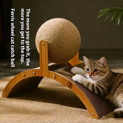 Natural Sisal Ball Arch Cat Scratcher Toy Corrugated Paper Cat Claw Grinding Board Self Playing Cat Toy For Indoor Cats