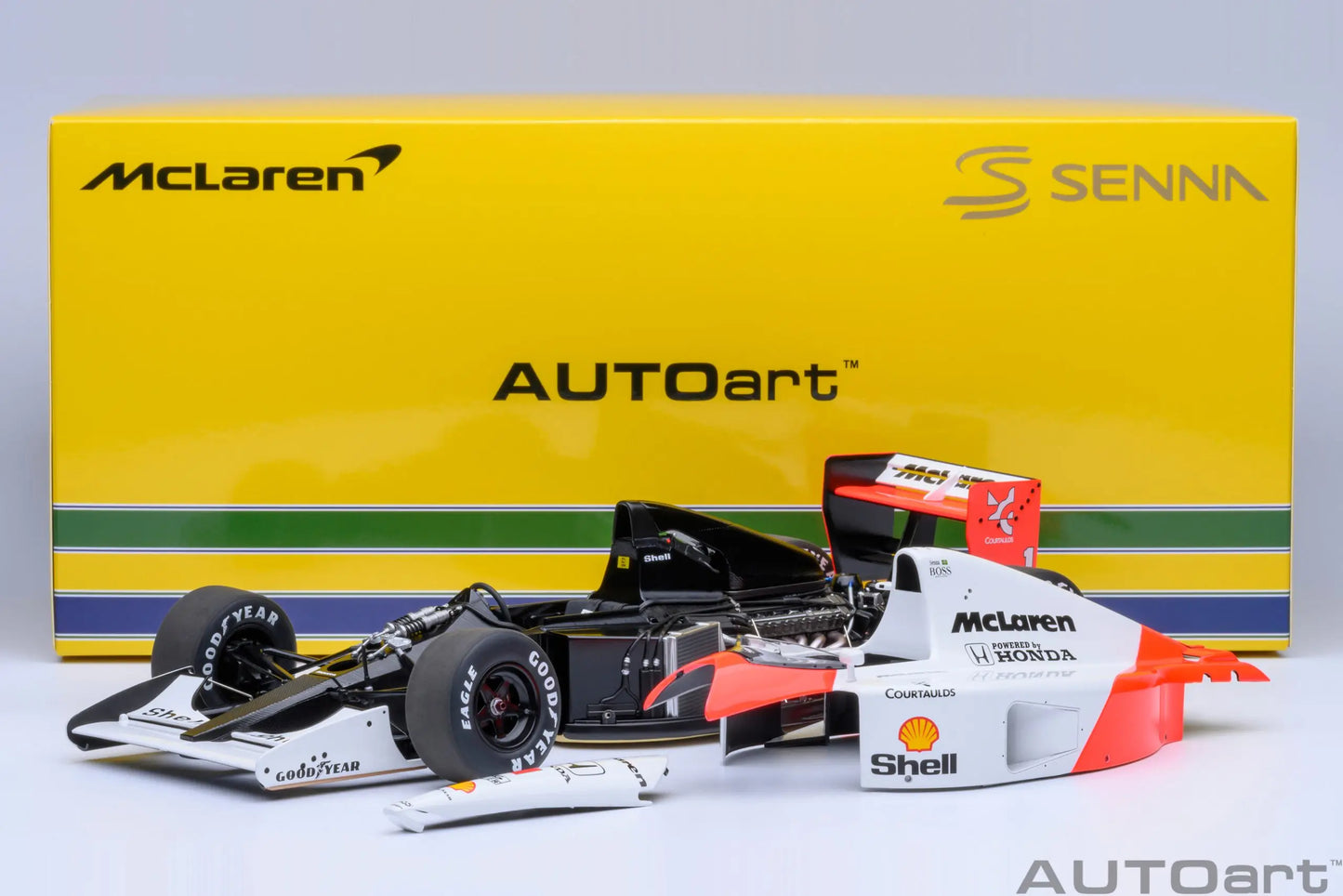 AUTOART New 1/18  Honda MP4/6 1991 #1 (with McLaren logo)  Car model  Send to a friend  Personal collection Static ornament