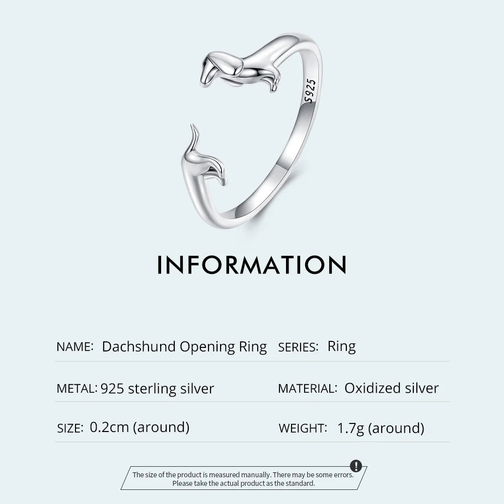 WOSTU 100% 925 Sterling Silver Cat Dog Opening Ring Hot Sale Pet Rings For Women Original Fashion Animal Jewelry Party Gift