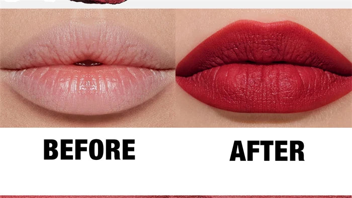 Matte Lipstick Pencil Waterproof Long Lasting Non-Stick Cup Sexy Red Matte Solid Lip Gloss Nude Pink Lipstick Pen Makeup -6 Colors