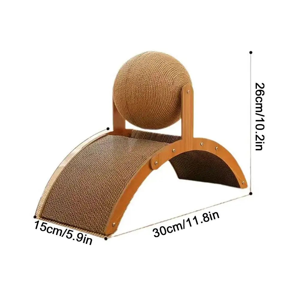 Wooden 2-in-1 Cat Scratcher, Ferris Wheel Vertical Scratching Ball, Sisal Ball, Honeycomb Grab Board, Wear-Resistant,Pet Toy