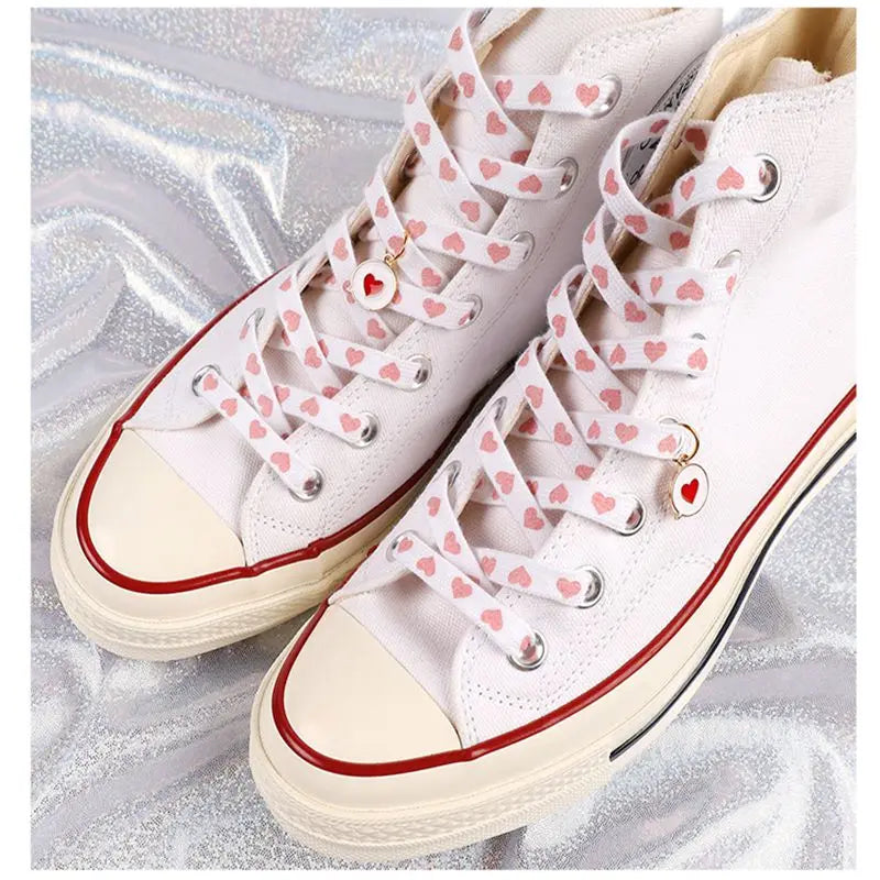 New Flat Love Heart Shoelaces for Women's Men's Sneakers Suitable for AJ/AF1 High Canvas Shoe Laces Sport Shoelace for Shoes