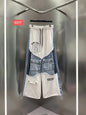 European Casual Suit Women's 2026 Spring and Summer New Letter-printed Trousers Denim Splicing Ripped Short-sleeved Top