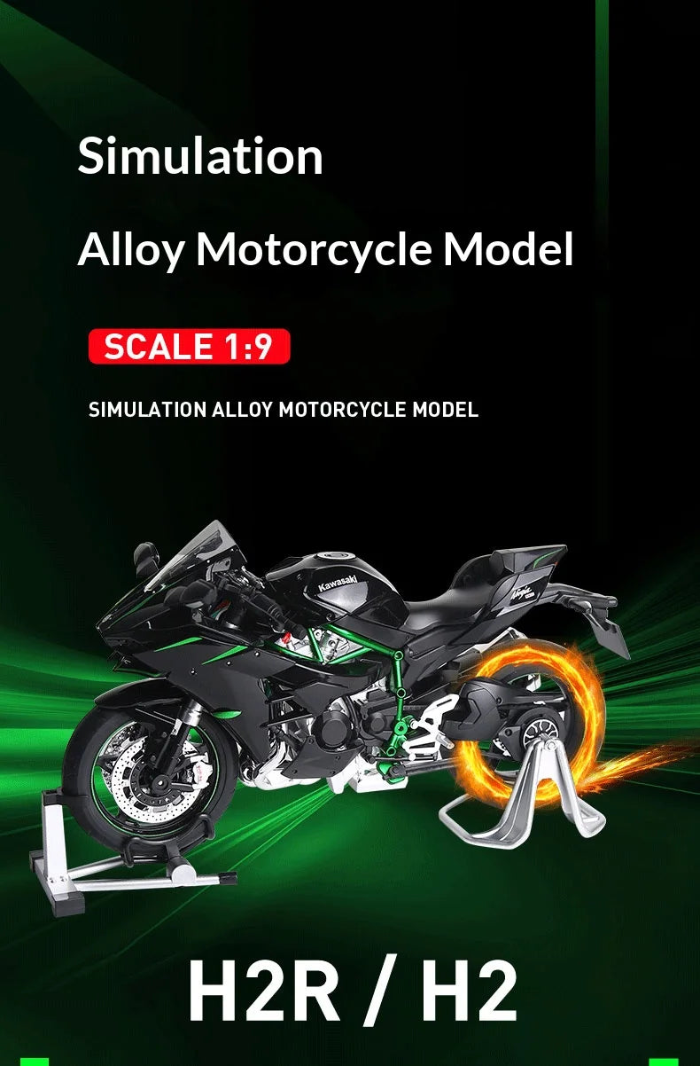 Kawasaki H2R motorcycle scale 1:9  model alloy simulation motorcycle model hand-made ornaments gift