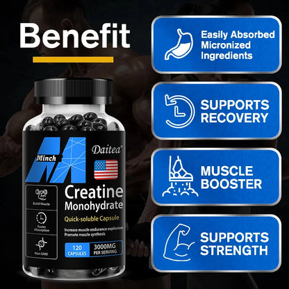 Creatine Monohydrate 3000 Mg-Build Muscle,Improve Athletic Performance,Fitness,Energy Generation,Adult Nutritional Supplement
