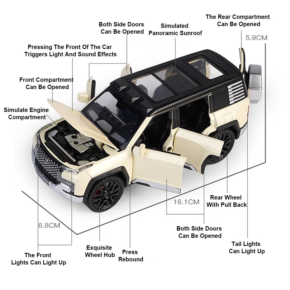 1/32 Alloy Model Cars BYD Look Up Off-road Vehicles Diecasts Model Toy 6 Doors Can Be Opened with Light Sound SUV for Gifts