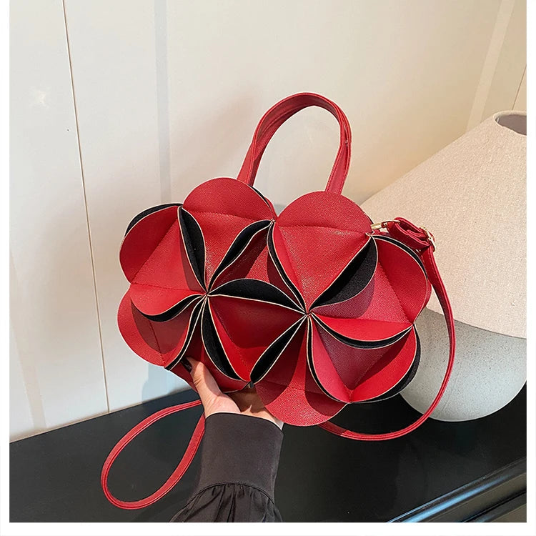 2026 High Quality Niche Bags Waterproof and Durable Design Sense Crossbody Bags PU Flowers Clock Shape Zipper Circular Bags
