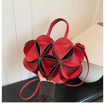 2026 High Quality Niche Bags Waterproof and Durable Design Sense Crossbody Bags PU Flowers Clock Shape Zipper Circular Bags