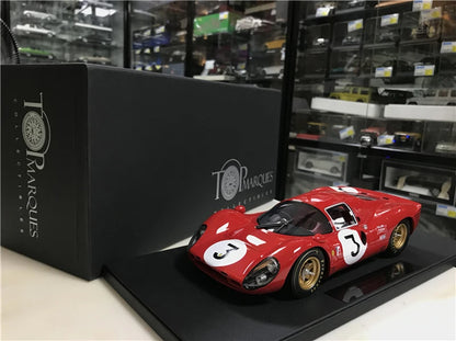 Top 1:18 Scale 330P4 1967 Sports Car Simulation Resin Car Model Toy Adult Fans Collection Gift Display Souvenir