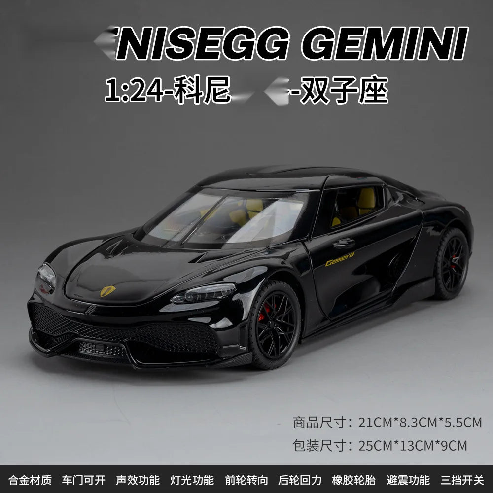 Koenigsegg Gemera 1:24 Car Alloy Diecast Model Collect Hobby Model Ornaments Gift For Friend Pull Back Toy New Style Sports Car