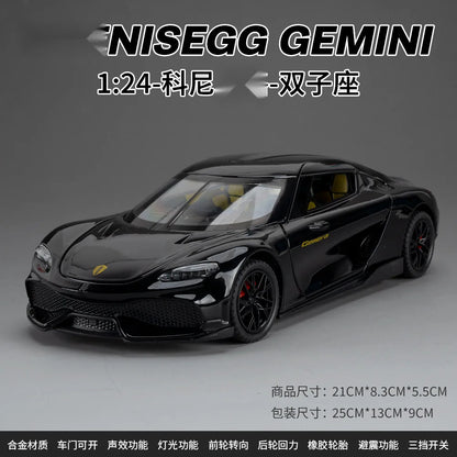Koenigsegg Gemera 1:24 Car Alloy Diecast Model Collect Hobby Model Ornaments Gift For Friend Pull Back Toy New Style Sports Car