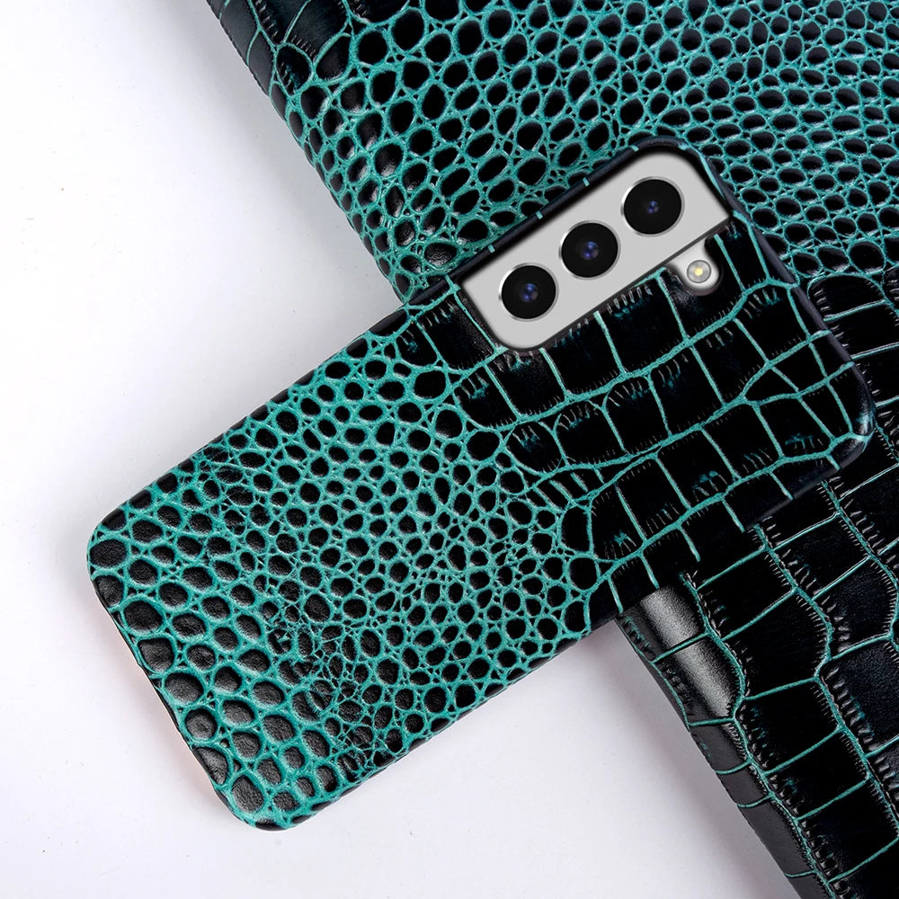 Genuine Leather Case for Samsung Galaxy S22 S23 S21 S20 Ultra Plus S10 Note 20 10 A53 Crocodile Pattern Phone Cover Back Shell