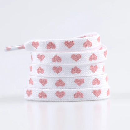 New Flat Love Heart Shoelaces for Women's Men's Sneakers Suitable for AJ/AF1 High Canvas Shoe Laces Sport Shoelace for Shoes