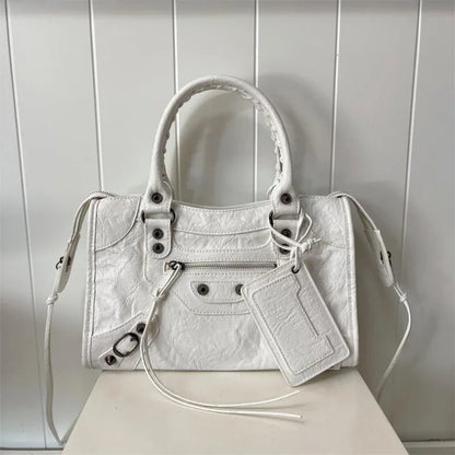 Paris Rivet Locomotive Bag ins Spice Girl Bag French Premium Sense Retro Trendy Portable Pillow Bag One Shoulder Crossbody Bag