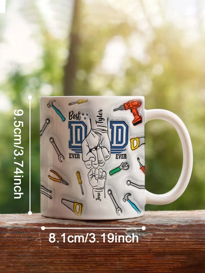 Personalized Dad Mug for Father's Day Custom Name Coffee Cup with 3D Text Effect Custom Name Coffee Cup Gift for Daddy Grandpa