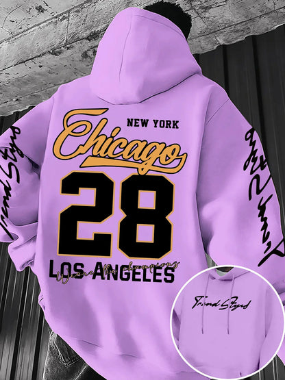 New Adult Men's Autumn Winter Fleece Warm Fashion Printed Hooded Sweatshirt Loose Suitable Casual Street Daily Outdoor Trends