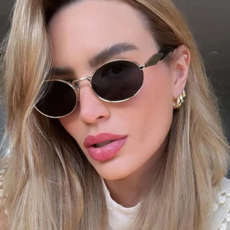 Ruiao 2026 Fashion Oval Sunglasses for Women Luxury Designer Metal Frame UV400 Sun Protection Shades Brand New Arrival Eyewear
