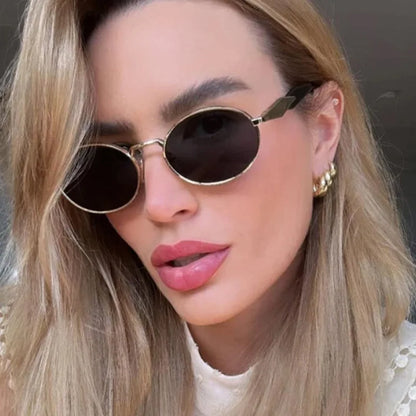 Ruiao 2026 Fashion Oval Sunglasses for Women Luxury Designer Metal Frame UV400 Sun Protection Shades Brand New Arrival Eyewear