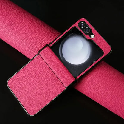 Luxury Hand Crafted Genuine Leather Case For Samsung Galaxy Z flip5 Phone Cover Galaxy Z Flip 3 flip4  Back Shell Coque Capa