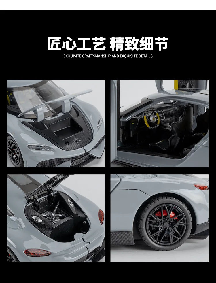 Koenigsegg Gemera 1:24 Car Alloy Diecast Model Collect Hobby Model Ornaments Gift For Friend Pull Back Toy New Style Sports Car