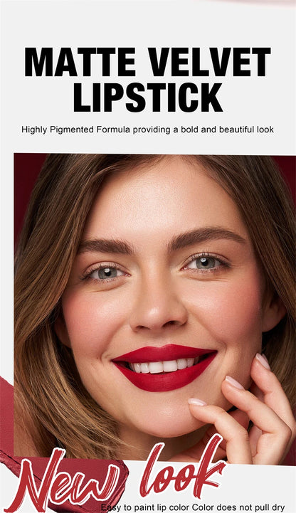 Matte Lipstick Pencil Waterproof Long Lasting Non-Stick Cup Sexy Red Matte Solid Lip Gloss Nude Pink Lipstick Pen Makeup -6 Colors