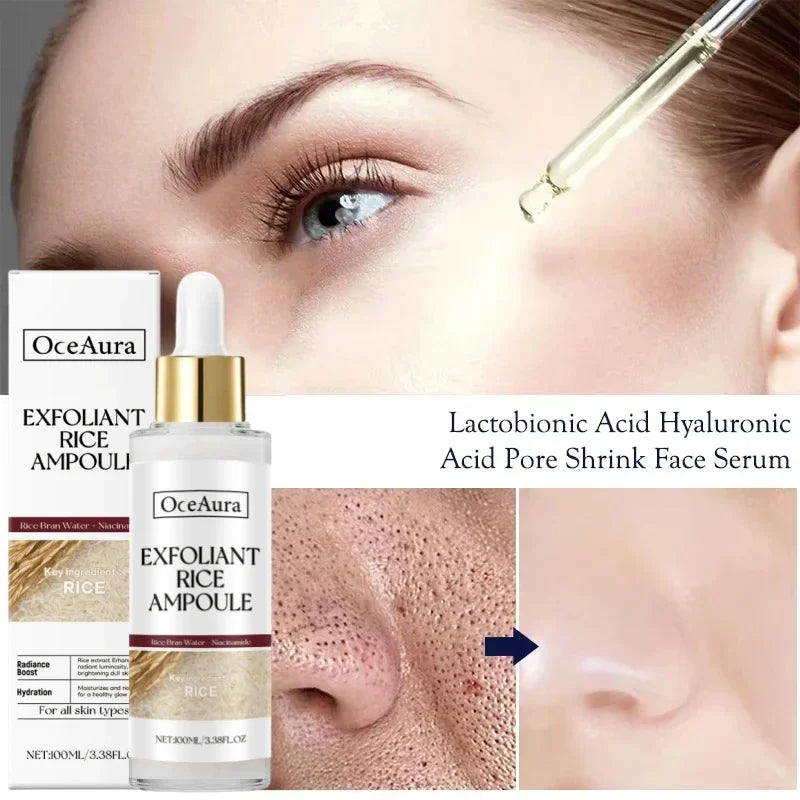 OUHOE White Black Rice Exfoliating Serum Peel Shot Facial Moisturizing Soften Blackhead Removal Hydrating Shrink Pores Skin Care Korea