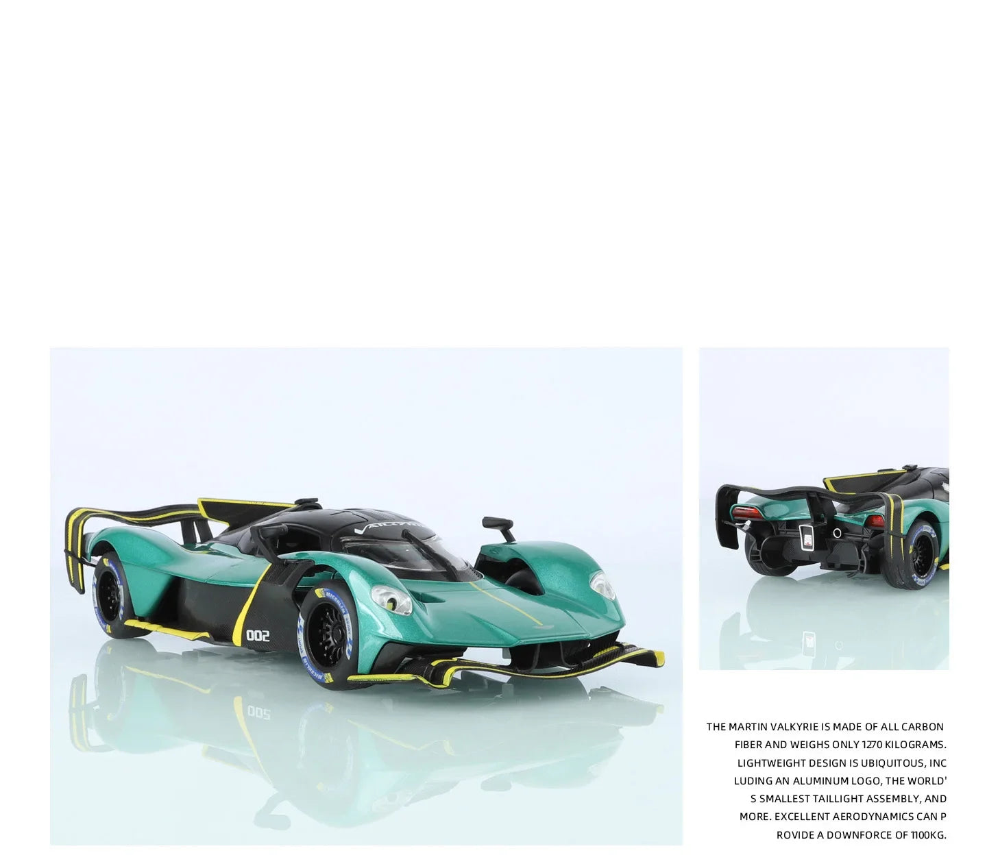 Aston Martin Valkyrie AMR PRO 1:24 Alloy Car Model Sound and Light Pull Back Toy Collectibles Gift