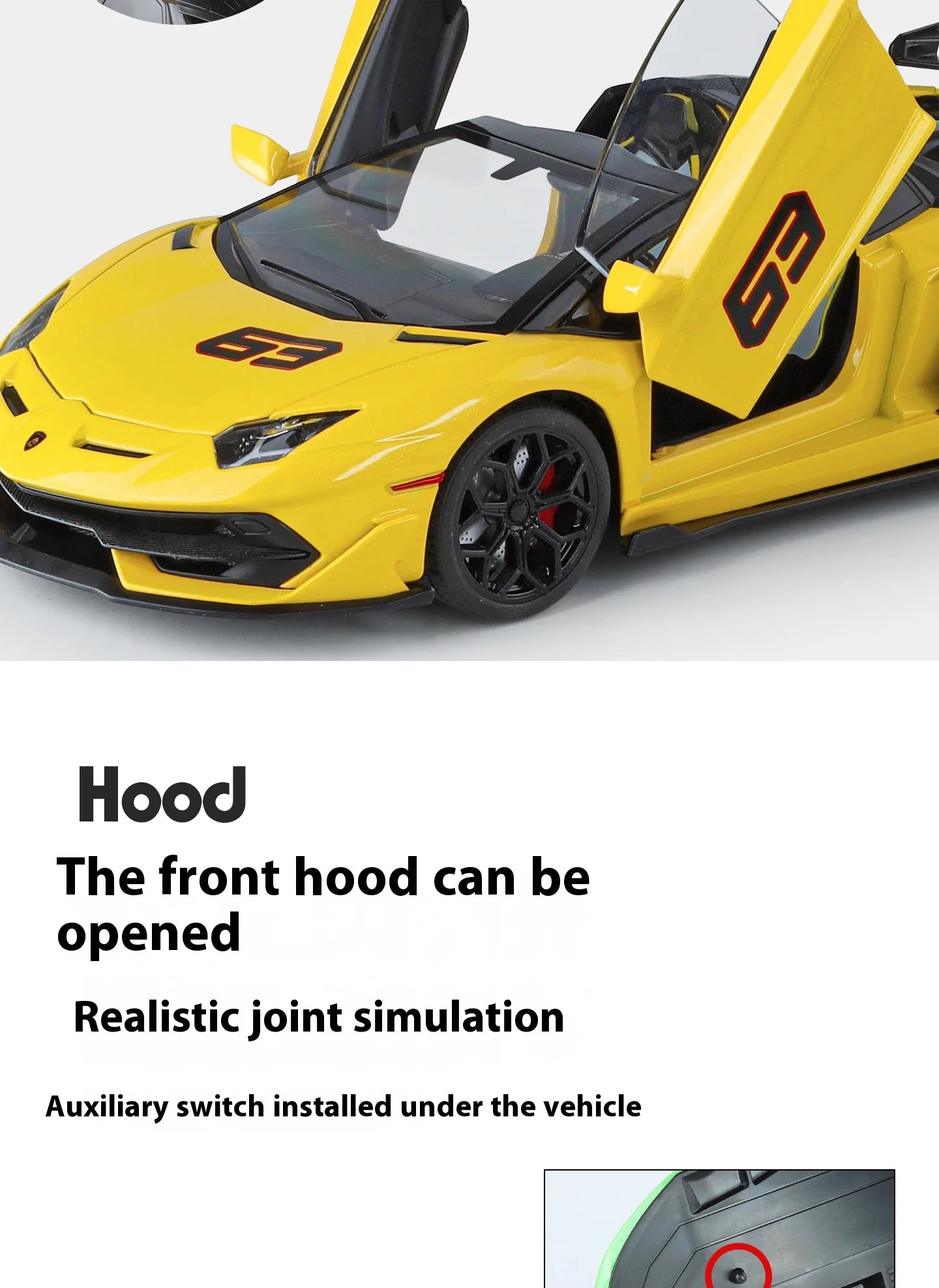 Large 1/18 Aventador SVJ Supercar Model Simulation Interior Details Adult Collection Ornaments