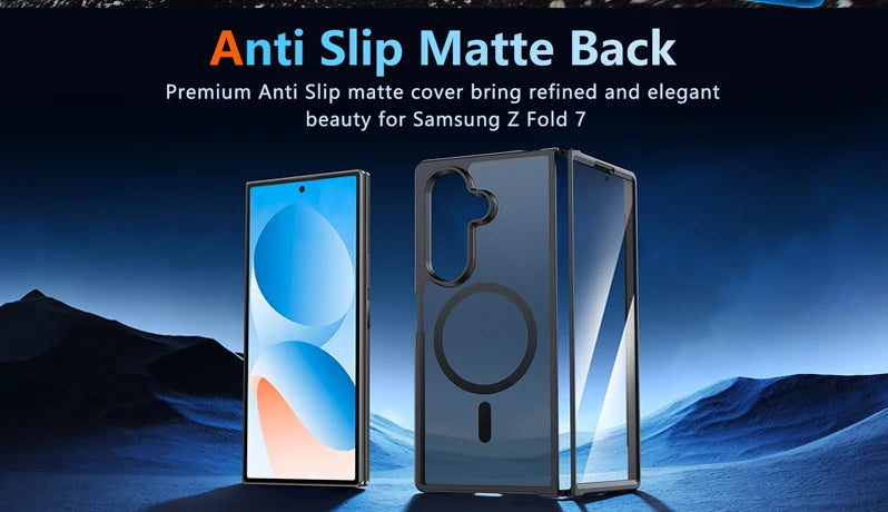 UYUXIO Translucent Magnetic Mobile Phone Case for Samsung Galaxy Z Fold 7 Wireless Charging Cases Rugged Slim Cover with Magnet