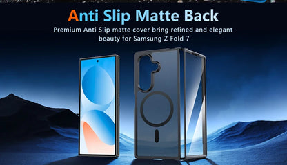 UYUXIO Translucent Magnetic Mobile Phone Case for Samsung Galaxy Z Fold 7 Wireless Charging Cases Rugged Slim Cover with Magnet