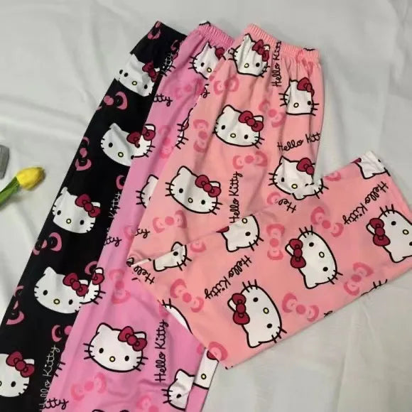 Hello Kitty pajamas summer thin loose casual pants cartoon walking home pants girlfriends can wear outside