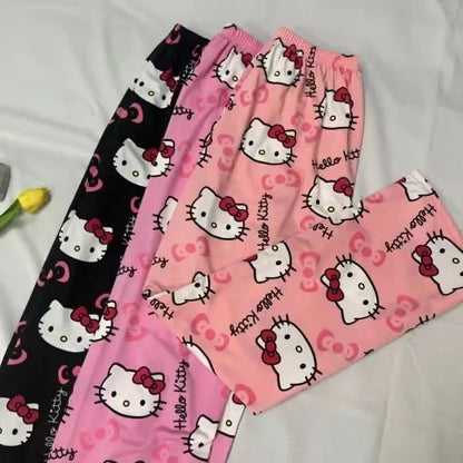 Hello Kitty pajamas summer thin loose casual pants cartoon walking home pants girlfriends can wear outside