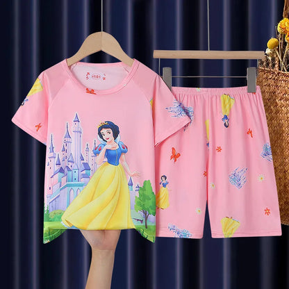 Toddler Baby Girls Boys Minnie Mouse Pajamas Sets Summer Short Sleeve Pyjama Stitch Enfant Baby Pijama Kids Night Wear Homewear Pjs