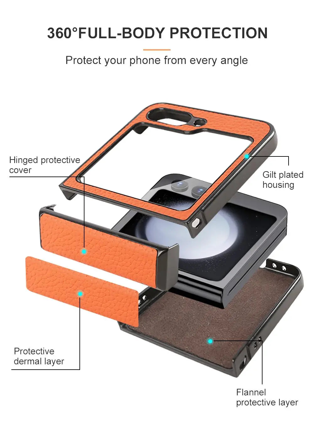 Luxury Hand Crafted Genuine Leather Case For Samsung Galaxy Z flip5 Phone Cover Galaxy Z Flip 3 flip4  Back Shell Coque Capa