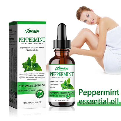 60ml Peppermint Body Essential Oil for Massage & Aromatherapy, Handmade, Cool & Fresh Body Oil