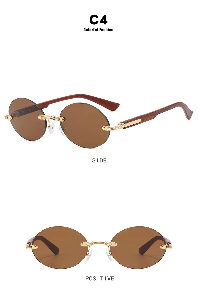 New Frameless Oval Sunglasses, High-end Light Luxury Women's Fashionable Summer Beach Vacation Sunglasses