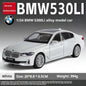 BMW 530 1:24 Scale Diecast car Model Toy with Sound & Light Pull Back Gift collectible ornaments