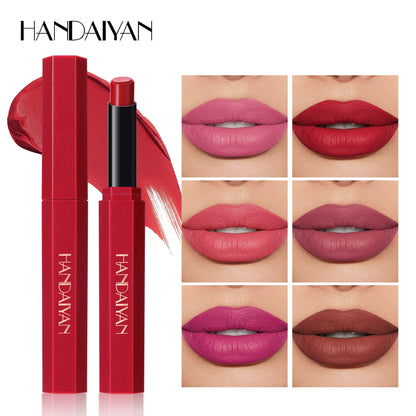 Matte Lipstick Pencil Waterproof Long Lasting Non-Stick Cup Sexy Red Matte Solid Lip Gloss Nude Pink Lipstick Pen Makeup -6 Colors