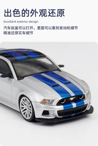 GDO & DCM 1:64 Ford Mustang GT NFS Silver Blue Need for Speed Movie Edition Alloy Car Model