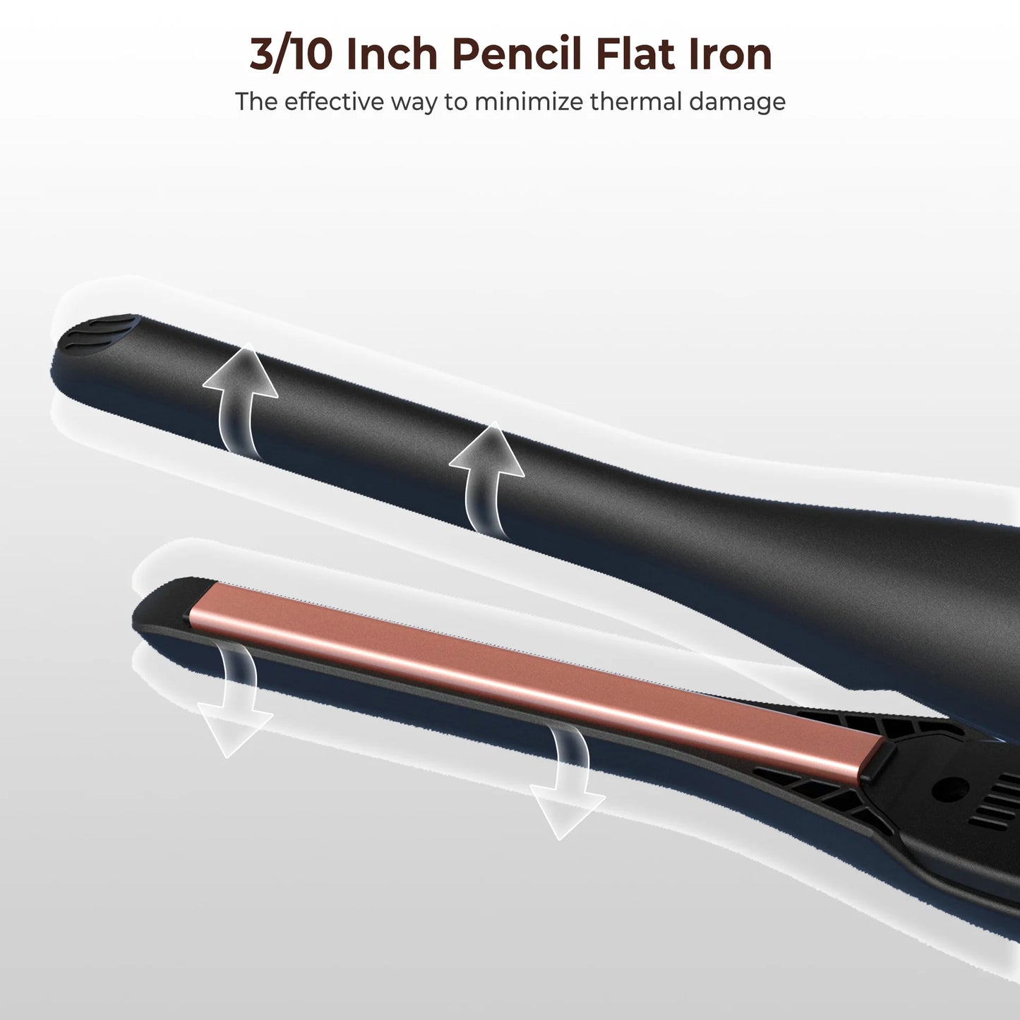 Small Flat Iron for Short Hair, Temperature Adjustable Pencil Flat Iron Fast Heat Up Beard Straightening Iron