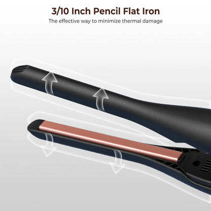 Small Flat Iron for Short Hair, Temperature Adjustable Pencil Flat Iron Fast Heat Up Beard Straightening Iron