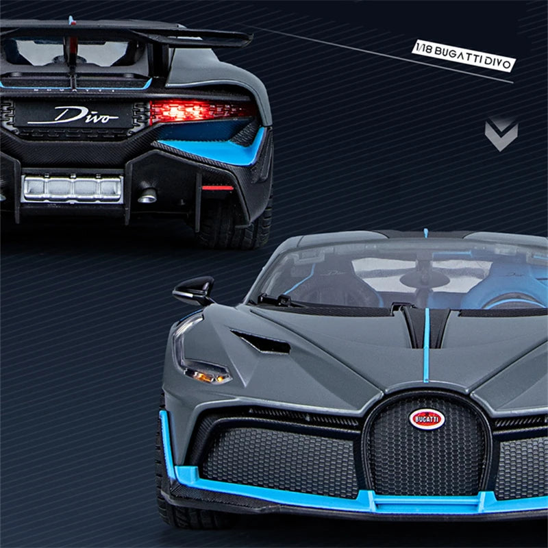 Large Size 1/18 Bugatti DIVO Alloy Sports Car Model Diecasts Metal Toy Vehicles Car Model Simulation Sound Light Gifts