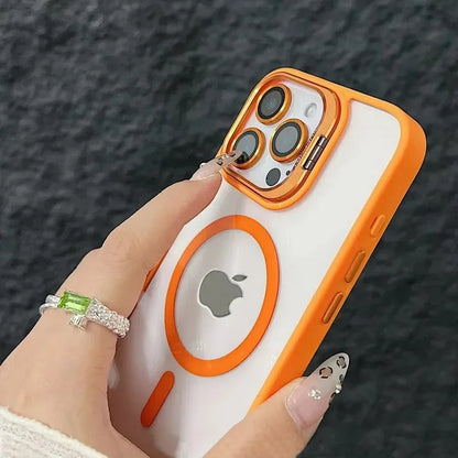 Luxury Magnetic Ring Stand Case For Magsafe For iPhone 17 16 15 14 Plus 13 12 Pro Max Wireless Charge Case With Lens Protector